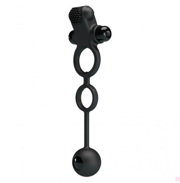 PRETTY LOVE - Delay Vibrating Cock Ring With Weighted Ball (Battery - Black) PRETTY LOVE - Delay Vibrating Cock Ring With Weighted Ball (Battery - Black)